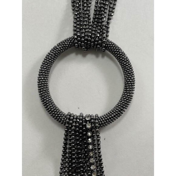 Joan Rivers Multichain And Circles 29 inch Necklace Rhinestone Dark Silver Tone - Picture 16 of 16